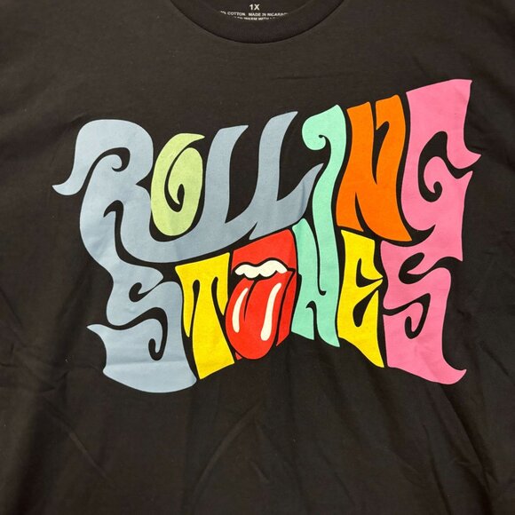 The Rolling Stones Groovy Spellout with Hot Lips Rock Tee 1X - Picture 2 of 4